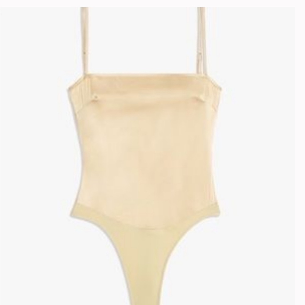 WeWoreWhat Strappy Satin Bodysuit in Vanilla